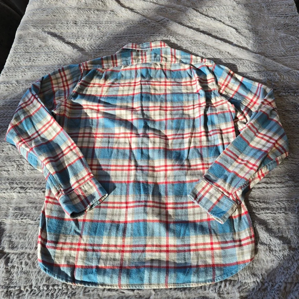J. Crew Mens Slim Fit Flannel Plaid Button Down Shirt Blue Red White Medium
